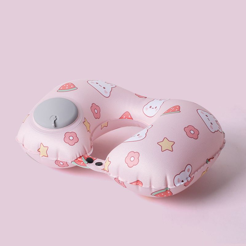 Cartoon Printed Push Inflatable U-Shape Pillow Travel Wholesale