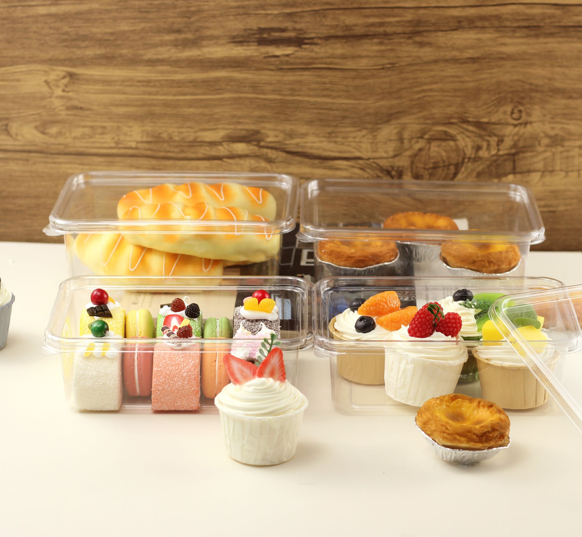 Free Sample Food Grad Plastic Bakery Goods Take out To Go Food Container Bakery Box