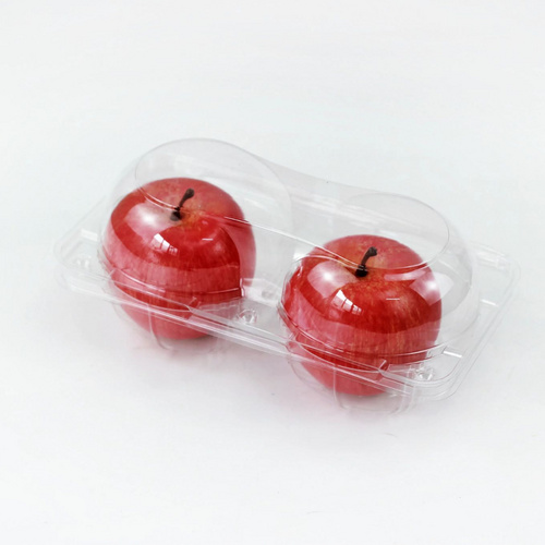 Free Sample 2 Section Clear Food Grad PET Plastic Fruit Container for Apples Peaches Oranges