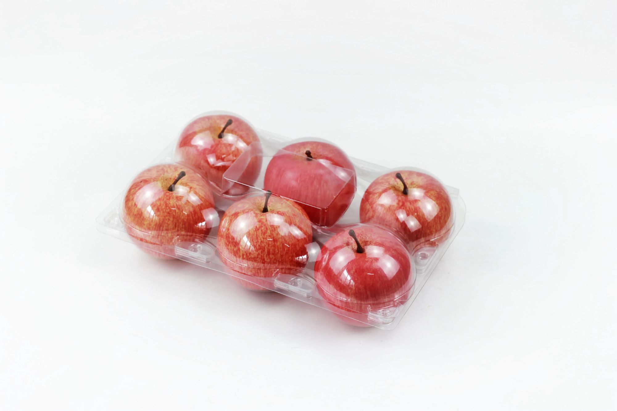 Free Sample 6 Section Clear Food Grad PET Plastic Fruit Container for Apples Peaches Oranges