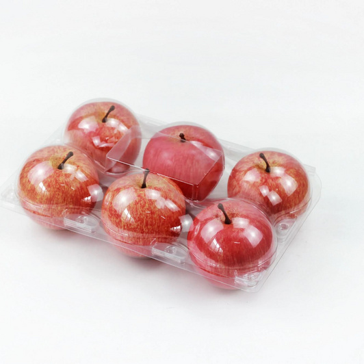 Free Sample 6 Section Clear Food Grad PET Plastic Fruit Container for Apples Peaches Oranges