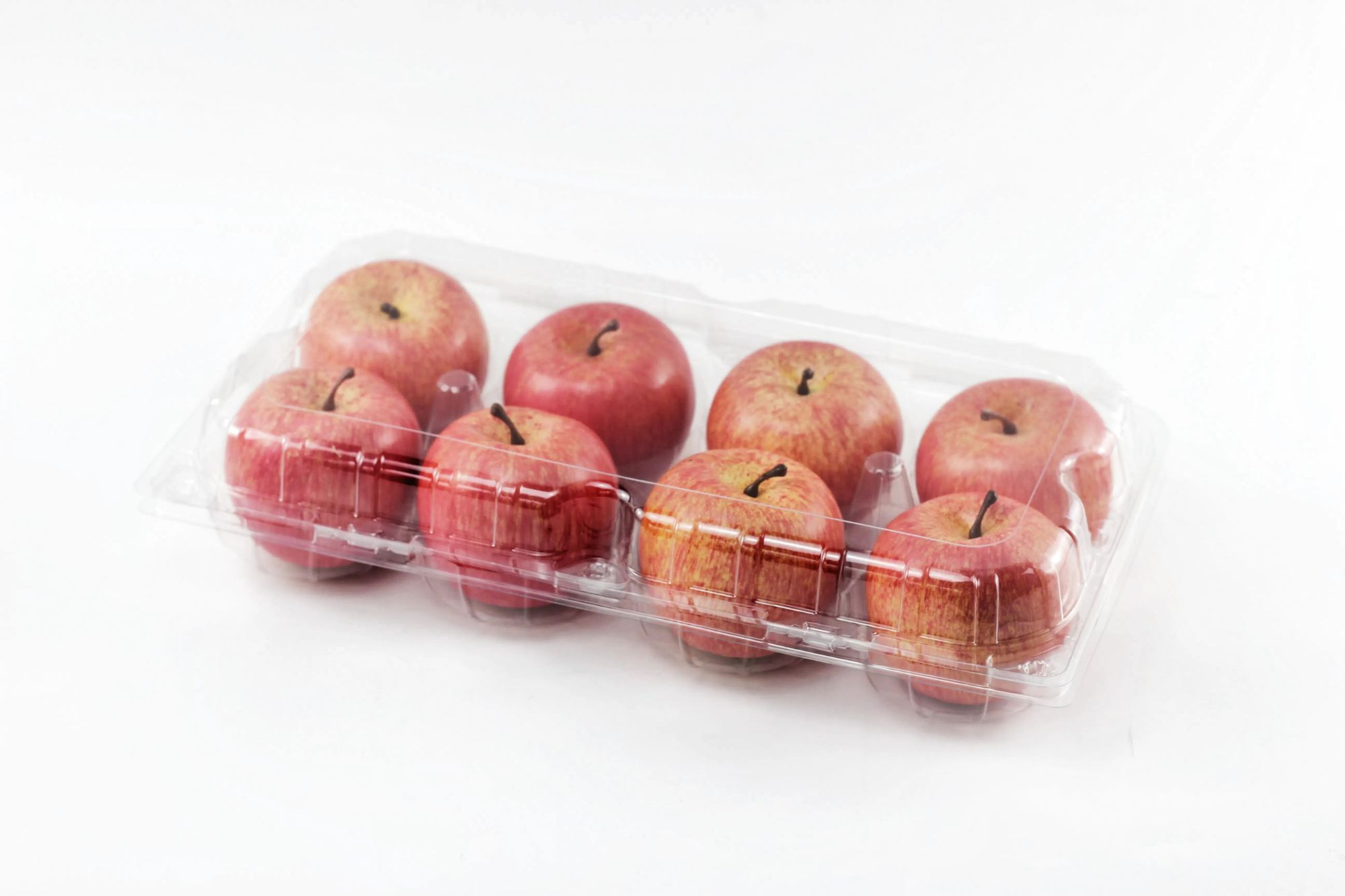 Free Sample 6 Section Clear Food Grad PET Plastic Fruit Container for Apples Peaches Oranges