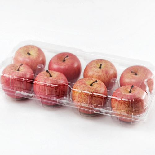 Free Sample 8 Section Clear Food Grad PET Plastic Fruit Container for Apples Peaches Oranges