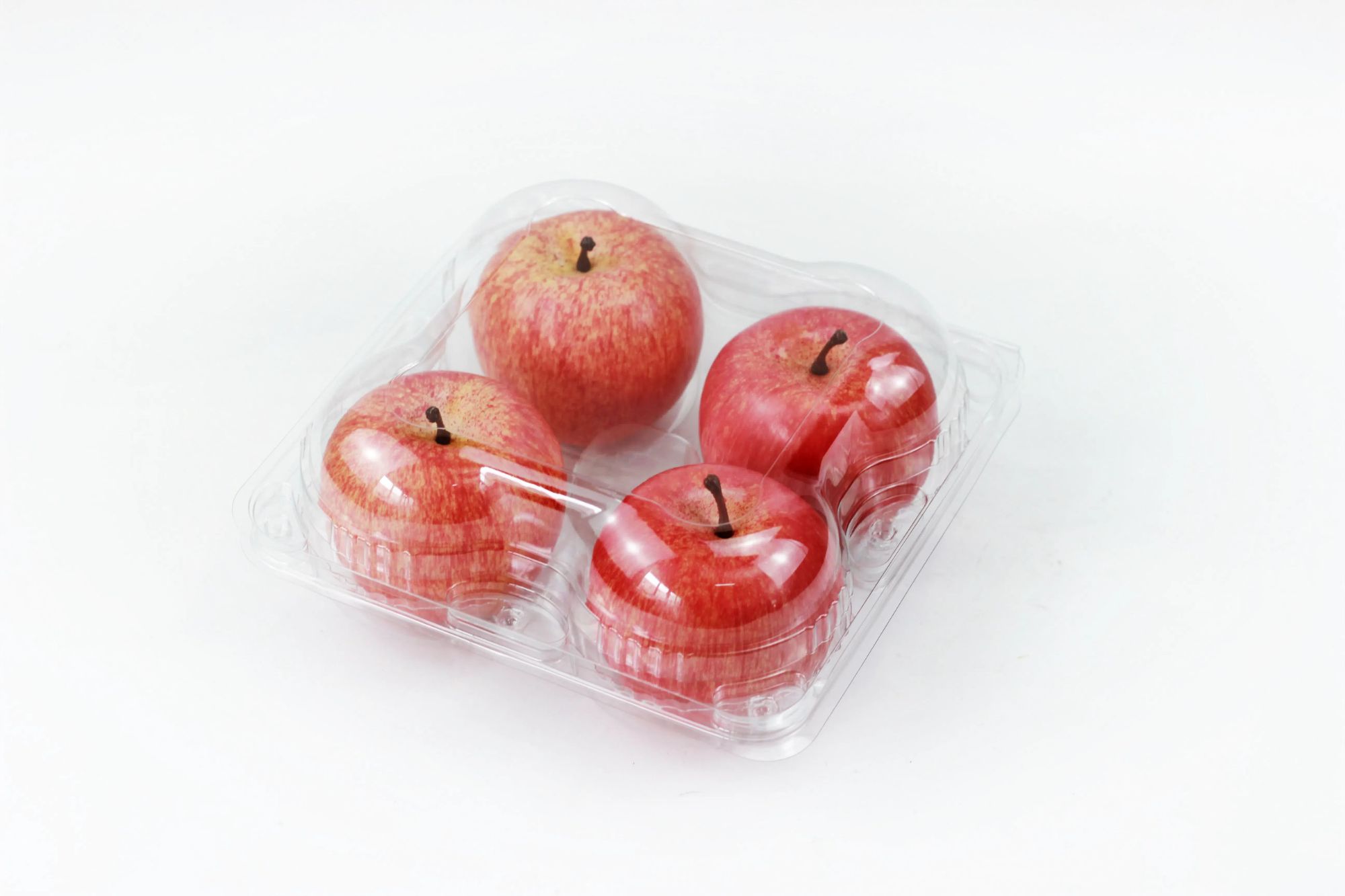 Free Sample 8 Section Clear Food Grad PET Plastic Fruit Container for Apples Peaches Oranges