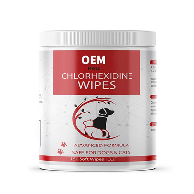 OEM pet chlorhexidine wipes safe for dogs&cats 150pcs