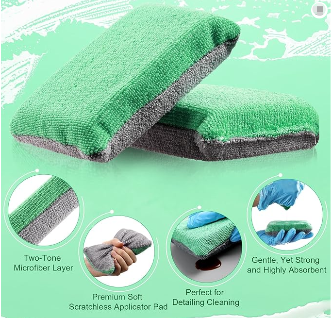 Wax Foam Pad Block Terry Microfiber Wax Applicator Sponge for Auto Detailing Polishing Buffing Cleaning