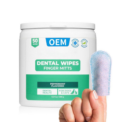 OEM dental wipes finger mitts for pets 50pcs