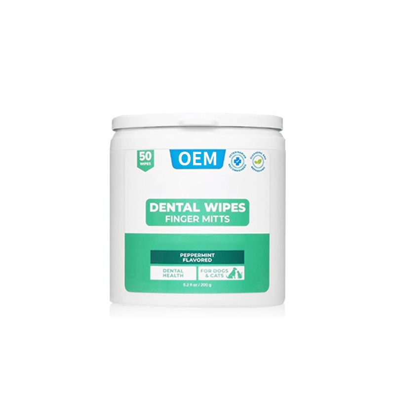 OEM dental wipes finger mitts for pets 50pcs