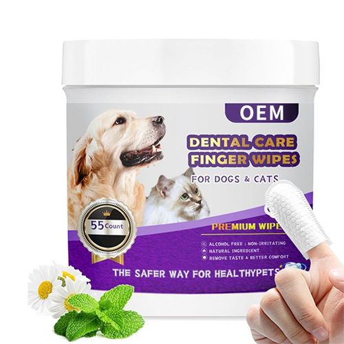 OEM dental care finger wipes for dogs&cats 55count