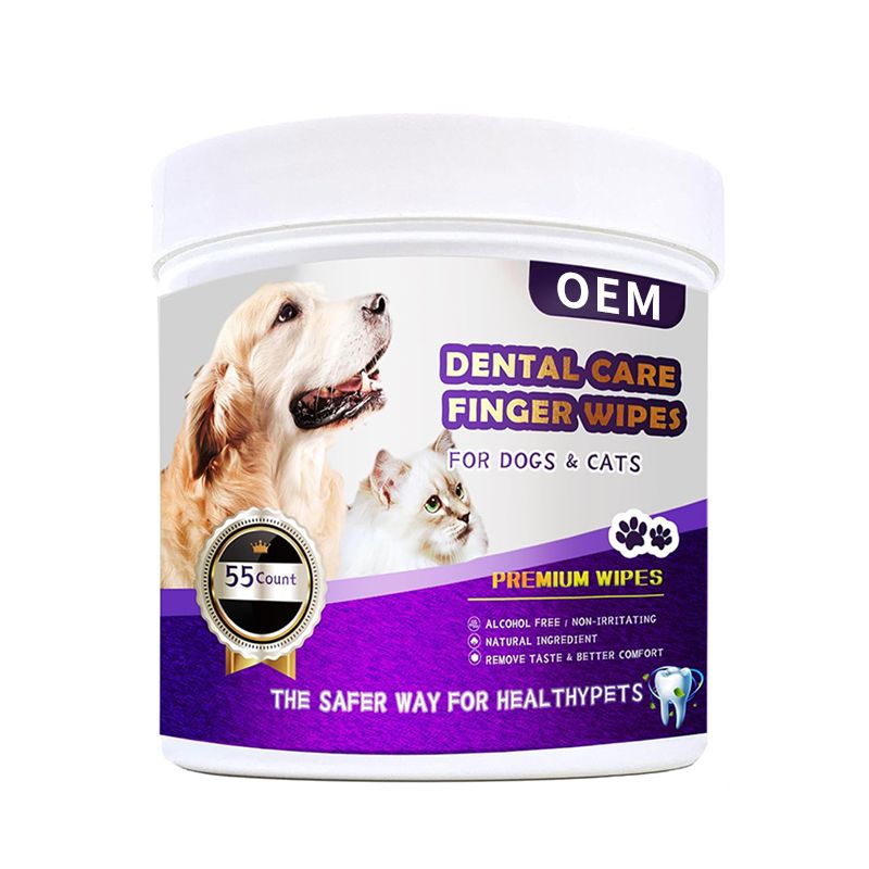 OEM dental care finger wipes for dogs&cats 55count