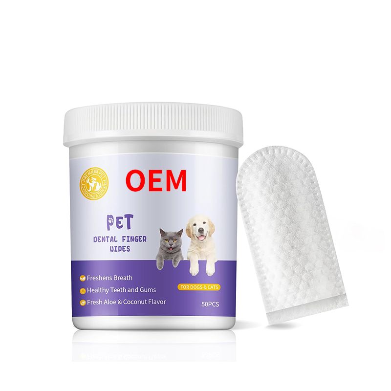 OEM pet dental finger wipes for dogs & cats 50pcs