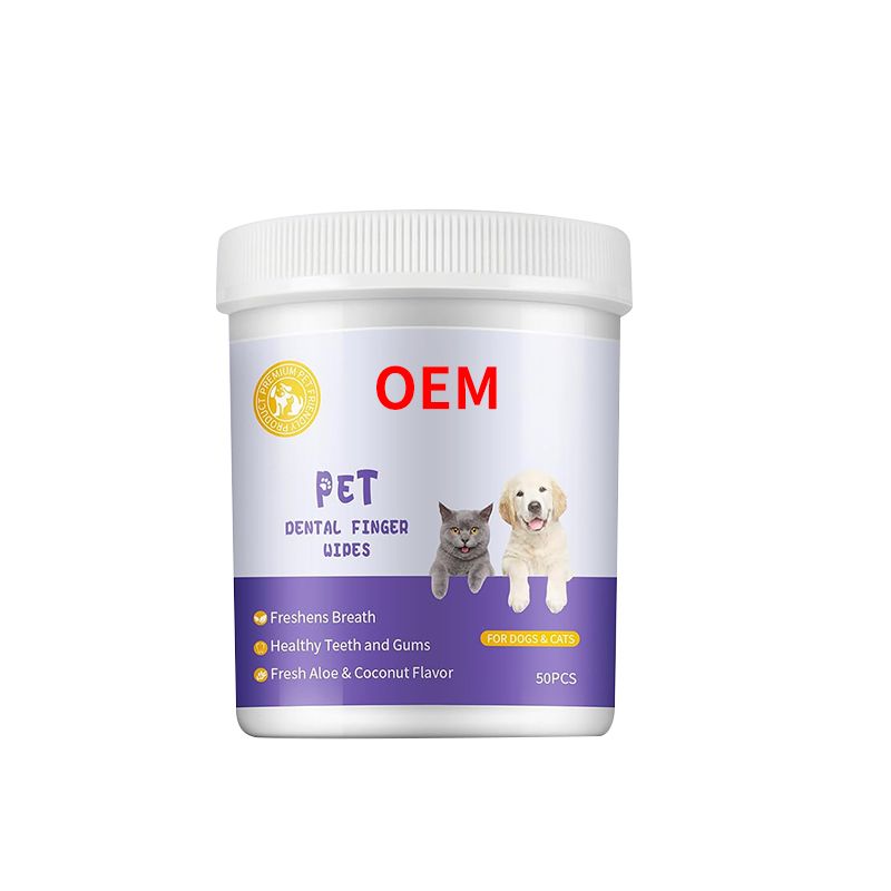 OEM pet dental finger wipes for dogs & cats 50pcs