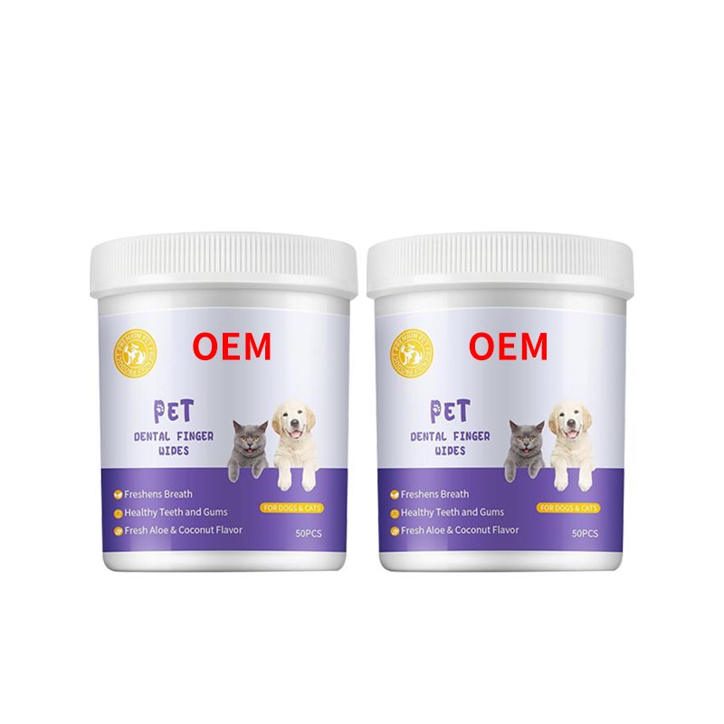 OEM pet dental finger wipes for dogs & cats 50pcs