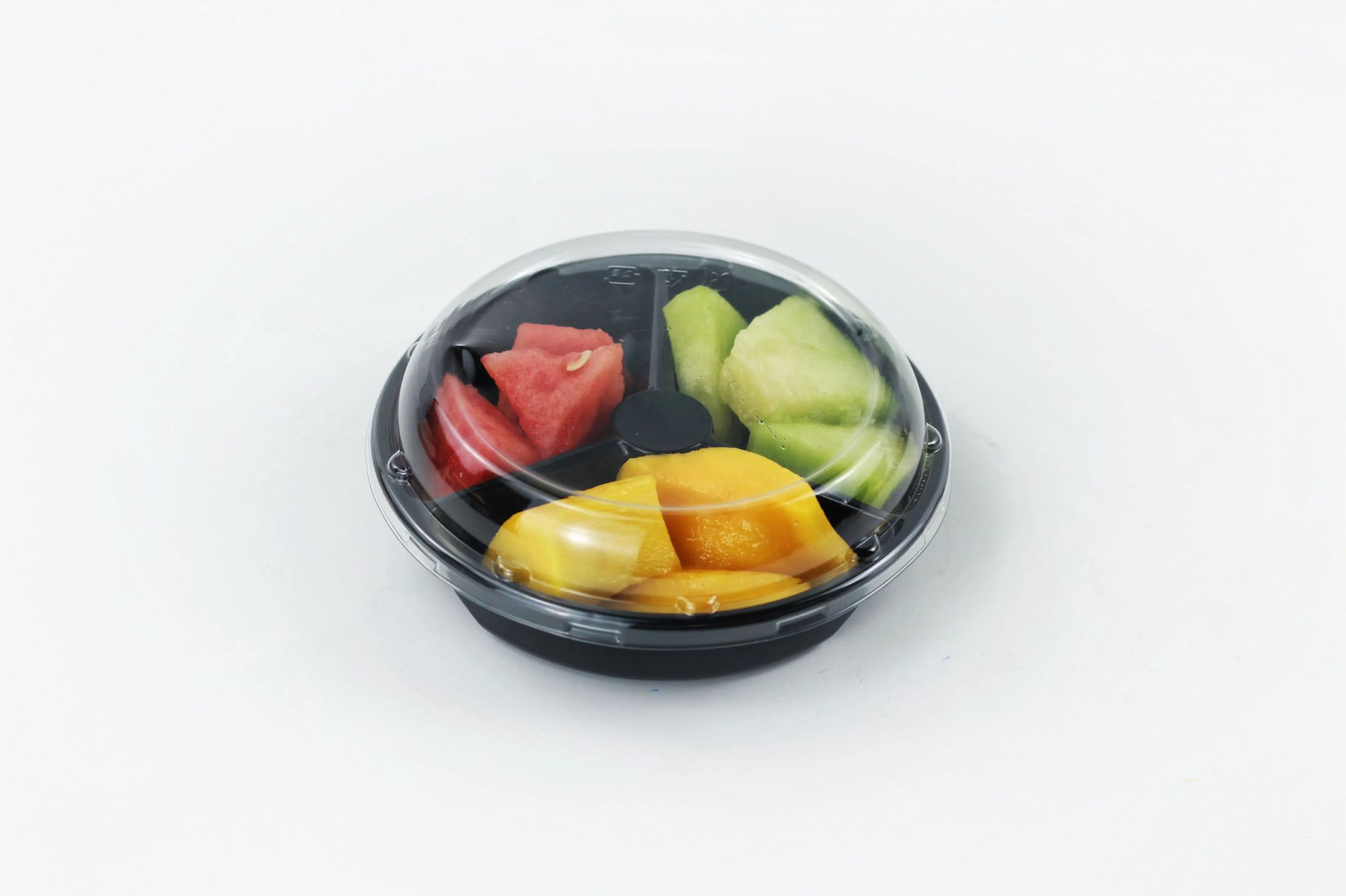 Free Sample 3 Section Food Grad PET Plastic Tray Food Container for Salad Fruit Snacks