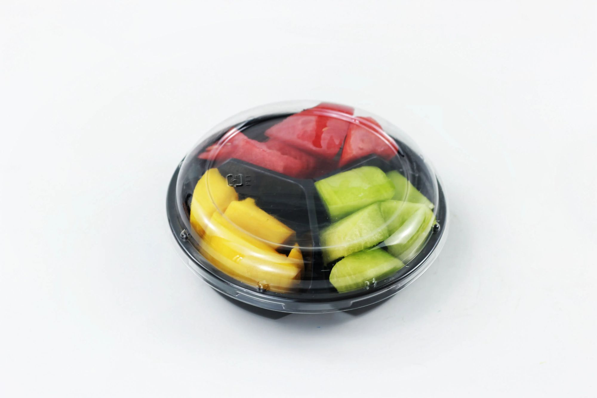 Free Sample 3 Section Food Grad PET Plastic Tray Food Container for Salad Fruit Snacks