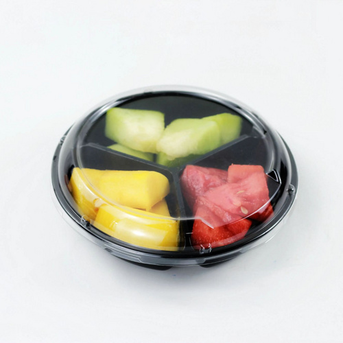 Free Sample 400g 3 Section Food Grad PET Plastic Tray Food Container for Salad Fruit Snacks