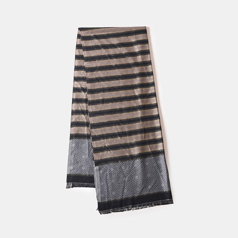 Malaysian scarf women's striped scarf shawl senior sense European and American striped large silk scarf square