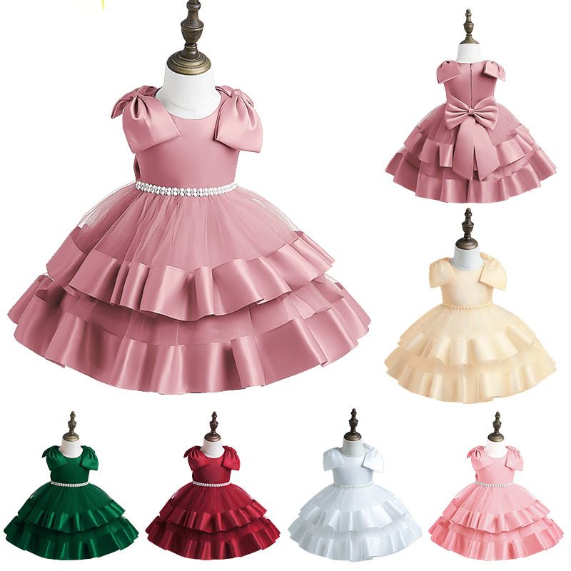 European and princess tutu skirt for toddler girls, bow sleeve layered cake skirt, perfect for birthdays, high-end parties