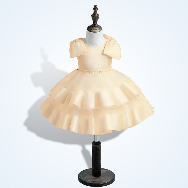 European and princess tutu skirt for toddler girls, bow sleeve layered cake skirt, perfect for birthdays, high-end parties