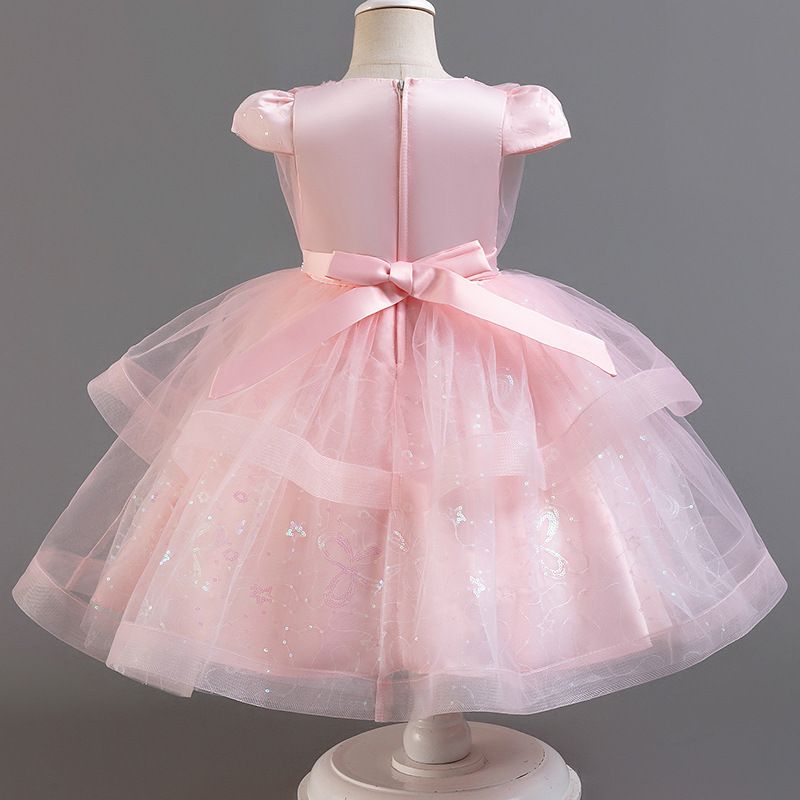 Elegant Butterfly kids Dress Gown Puff Skirt, Pearl Embellished Gauze Skirt - Girls Tulle Party Dresses