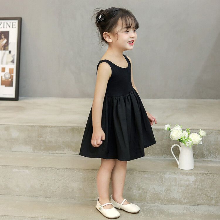 Stylish Sleeveless Kids Dress - Girls' Elegant Party Gown with Bow and Back Detailing, Perfect for Special Occasions