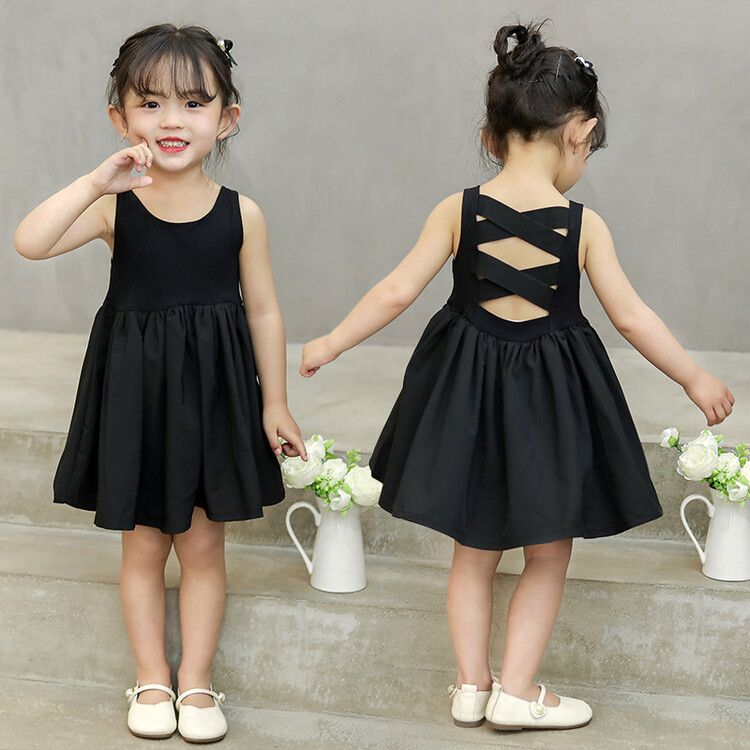 Stylish Sleeveless Kids Dress - Girls' Elegant Party Gown with Bow and Back Detailing, Perfect for Special Occasions