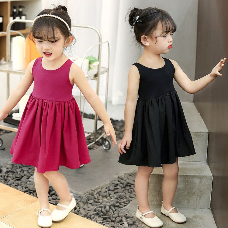 Stylish Sleeveless Kids Dress - Girls' Elegant Party Gown with Bow and Back Detailing, Perfect for Special Occasions