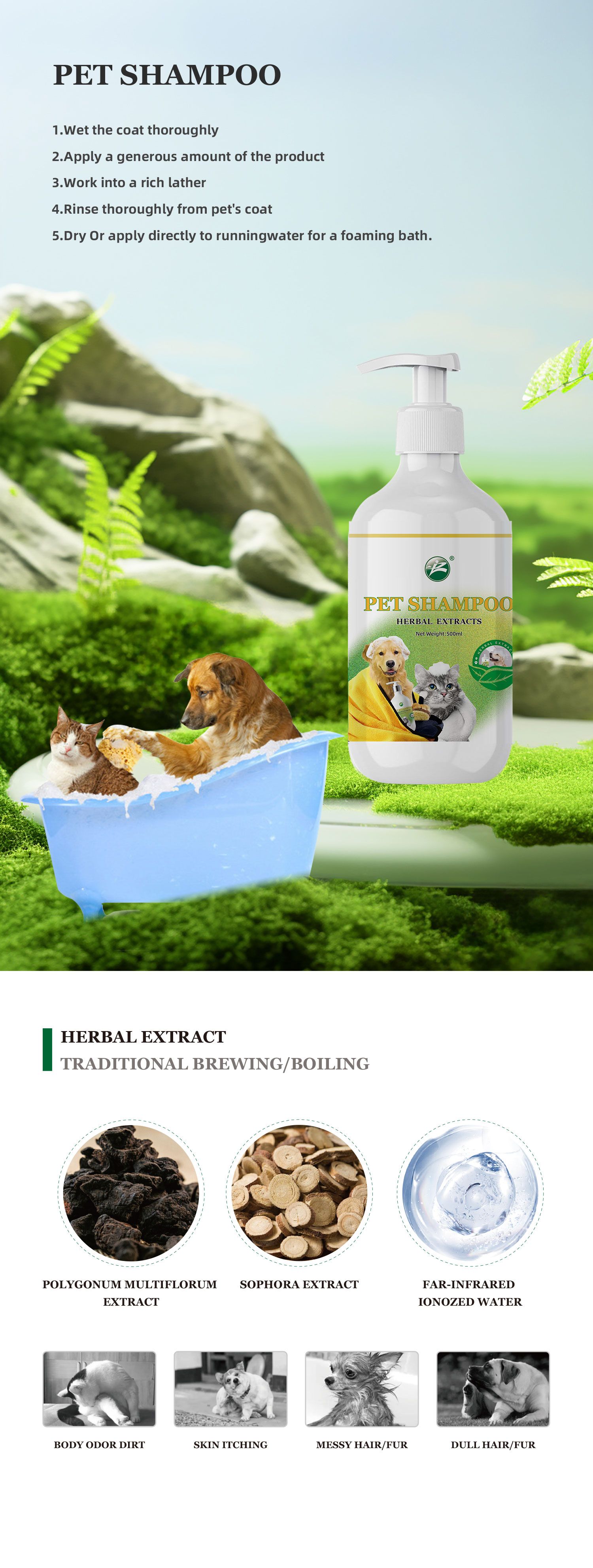 High Quality Organic Pet Cleaning Gel Shampoo Eco-Friendly Dog Grooming for Cats Bath & Beauty Product