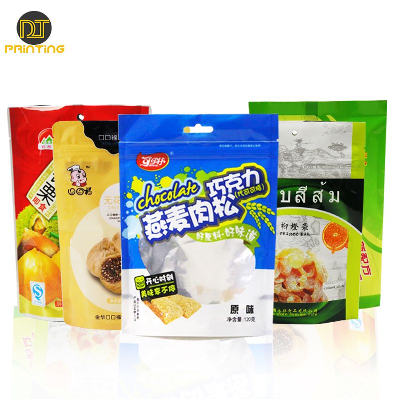 Customized Multi Dry Nut Food Bag Transparent Packaging Stand Up Pouch Plastic Flat Bottom Bag