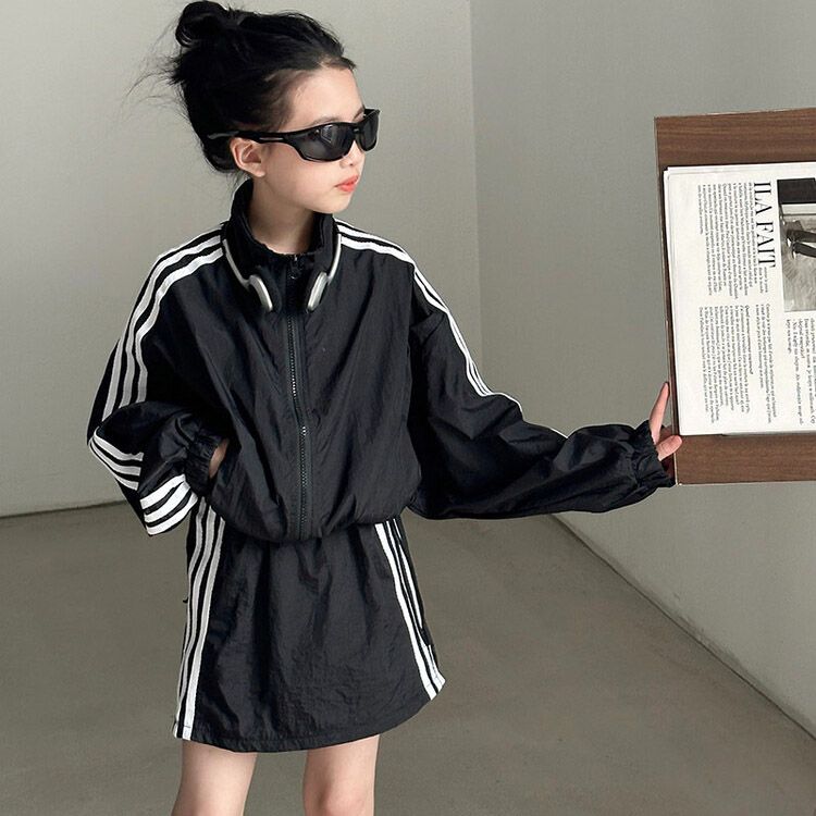 Fashion Girls' Sports Set Long Sleeve Hooded Jacket Comfortable and Breathable Perfect for Daily Wear and Sports