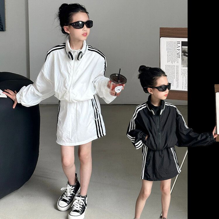 Fashion Girls' Sports Set Long Sleeve Hooded Jacket Comfortable and Breathable Perfect for Daily Wear and Sports