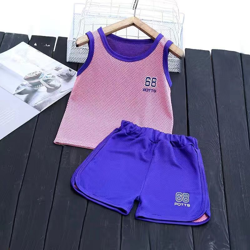 2Pcs Set Basketball Clothes Children Summer Sports Suit Kids Boys Jersey Outfits