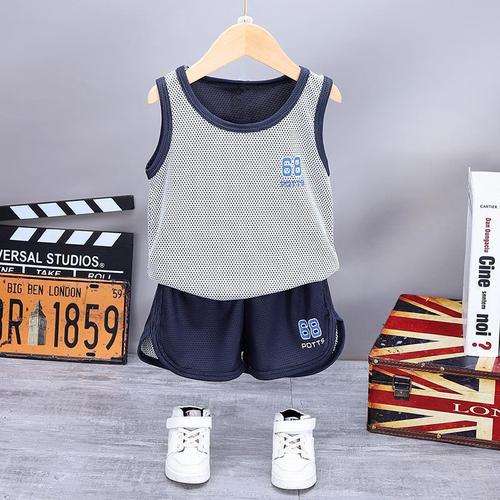 Toddler Boys Cartoon Outfits Sleeveless Sport Vest Top T-shirt+Shorts Casaul Set