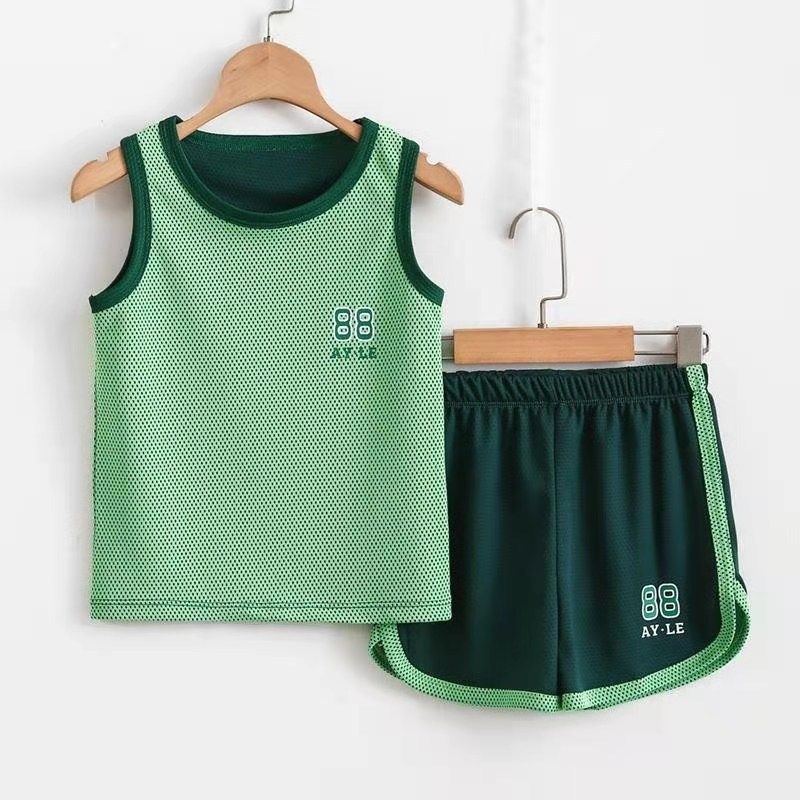 Kids Boys Basketball Tracksuit Quick Dry Athletic T-Shirt with Sports Shorts Set