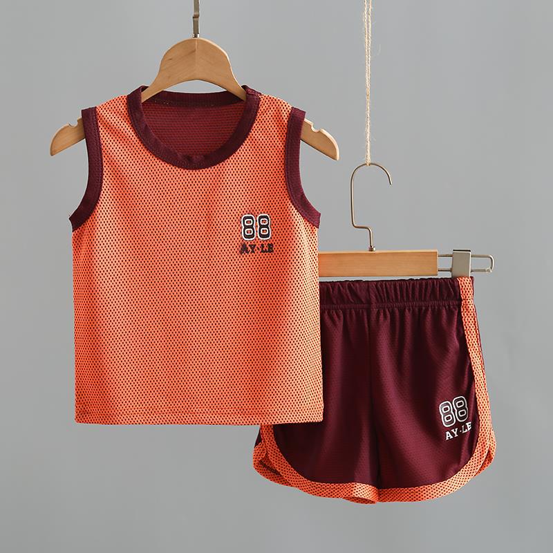 Kids Boys Basketball Tracksuit Quick Dry Athletic T-Shirt with Sports Shorts Set