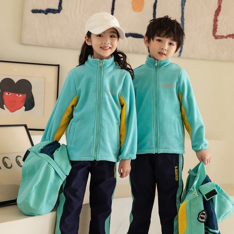 The uniform school uniforms of the elementary school contain the internal three -piece set of children's class clothes to retain