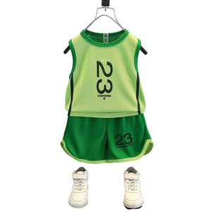 Kids Boys Set 2 Piece Suit Quick-Drying Outfits T-shirt Round Neck Sports Gym