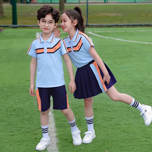 Summer pure cotton stripes matching and customized badge school uniform uniform