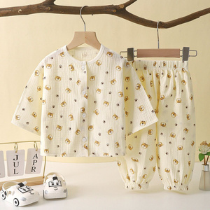 High Quality Children Cutton Kids Pajamas Set 1-8Y Home Baby Wear 2pcs Set Girls Sleep Wear Long Sleeve Kids Sleep Wear