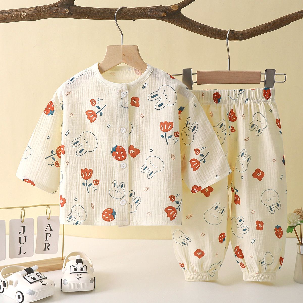 High Quality Children Cutton Kids Pajamas Set 1-8Y Home Baby Wear 2pcs Set Girls Sleep Wear Long Sleeve Kids Sleep Wear