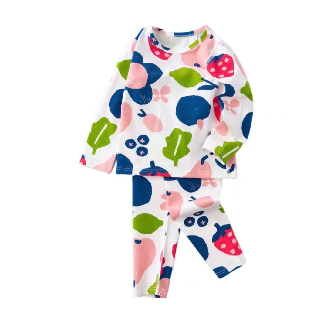 Autumn New Children's Clothing Baby Cotton Full Flower Pants Set Pajamas Home Furnishings loungewear set for 2-6 years child