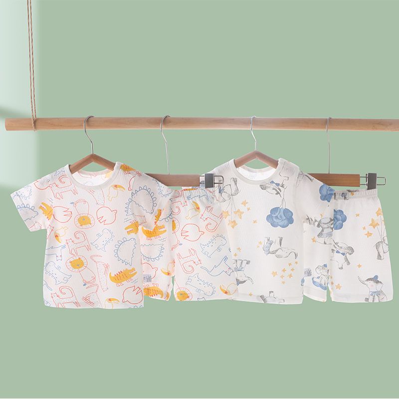 Wholesale pajamas for children kids sleepwear set cute animals sleepwear kids Sleeve Tops+pants 2pcs suit home clothing