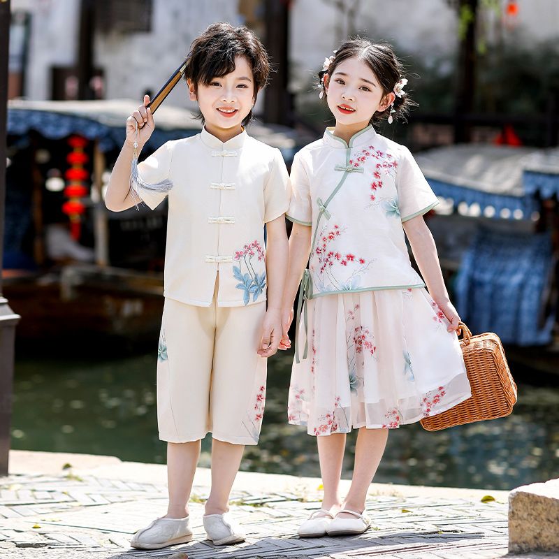 Children's ancient Hanfu Chinese -style national summer elementary school service national performance second grade