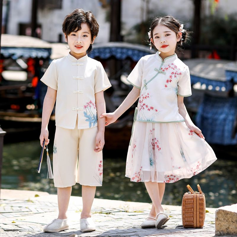 Children's ancient Hanfu Chinese -style national summer elementary school service national performance second grade