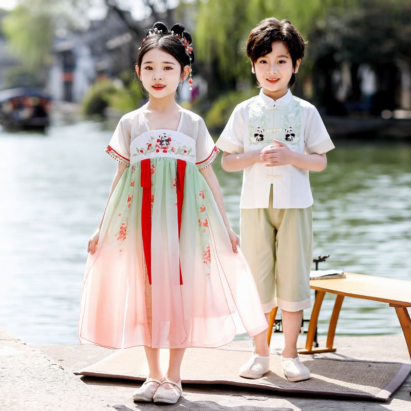 Children's ancient Hanfu Chinese -style national summer elementary school service national performance fourth grade