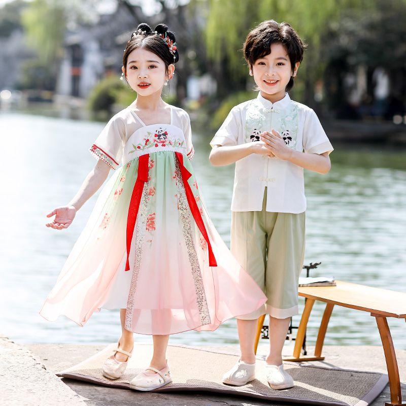 Children's ancient Hanfu Chinese -style national summer elementary school service national performance fourth grade