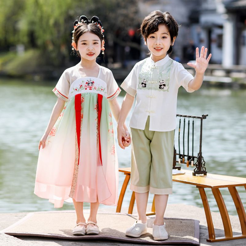 Children's ancient Hanfu Chinese -style national summer elementary school service national performance fourth grade