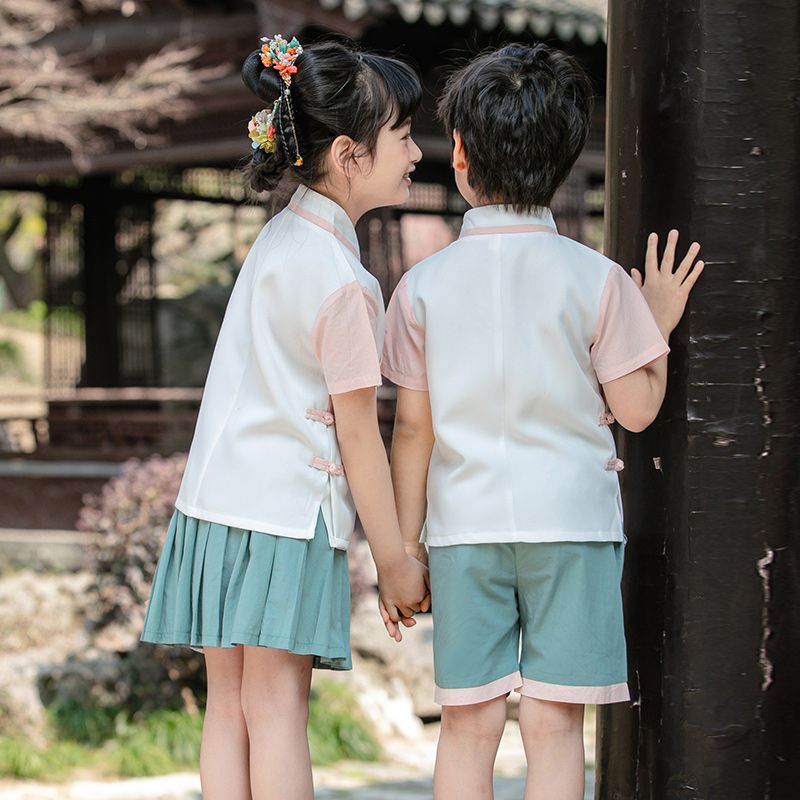 Children's ancient Hanfu Chinese style national summer elementary school set