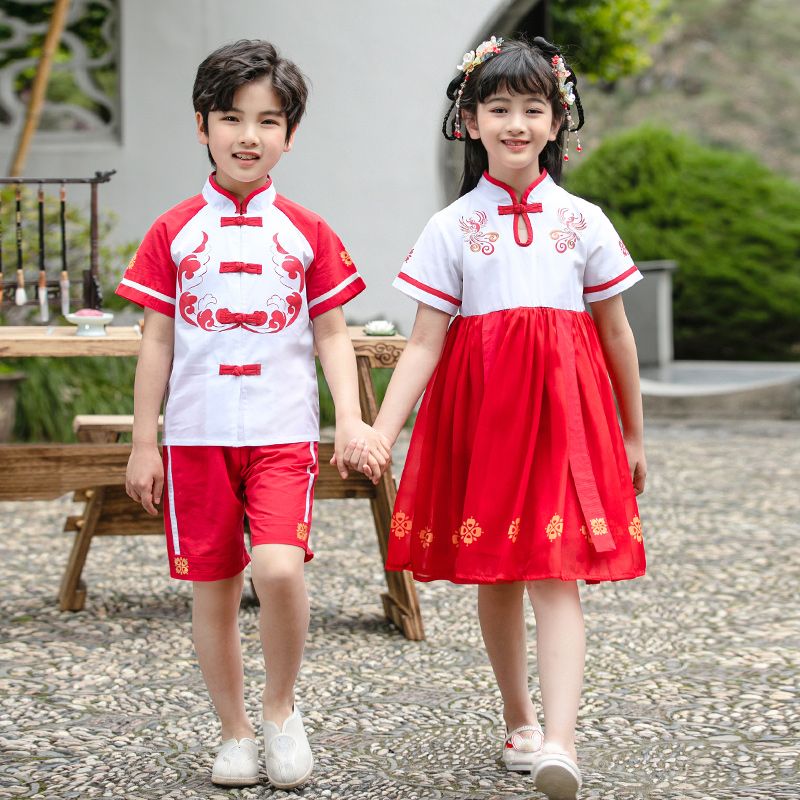 Children's ancient Hanfu Chinese -style national summer elementary school student performance suit suits