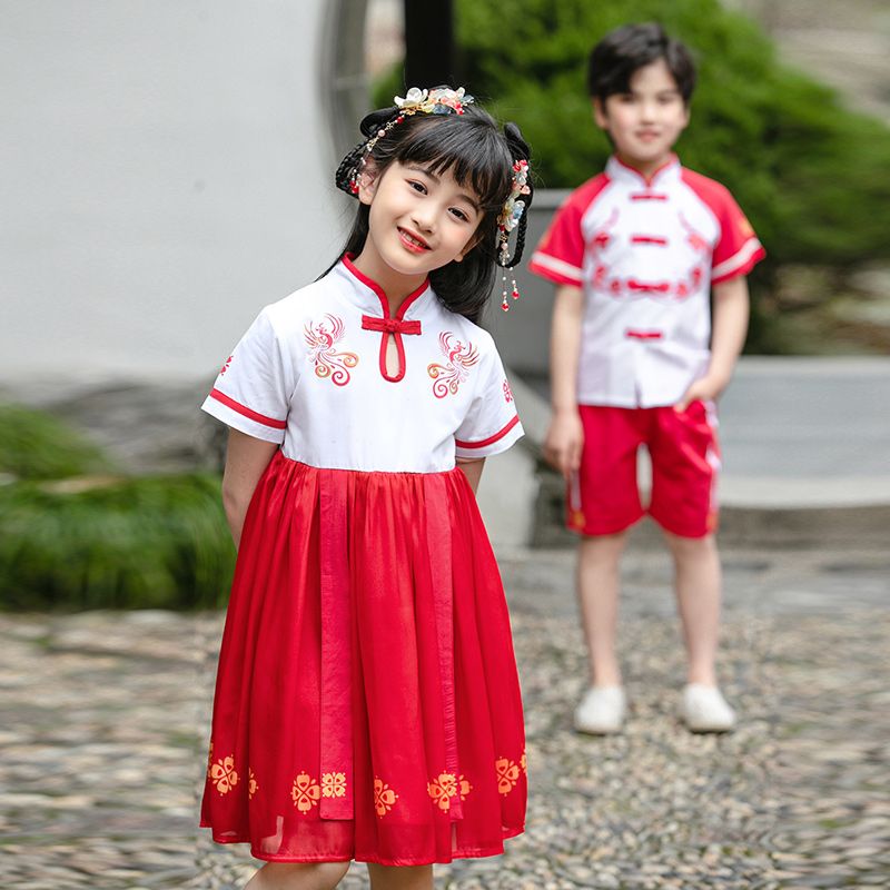 Children's ancient Hanfu Chinese -style national summer elementary school student performance suit suits